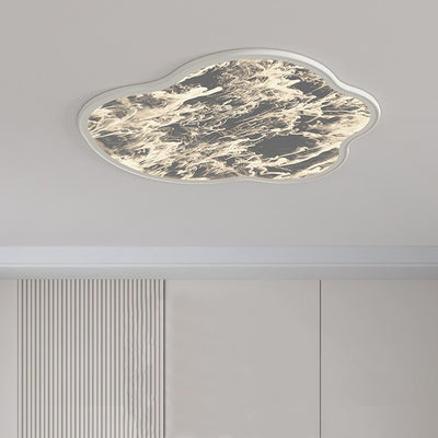 Modern Minimalist Cloud Shape Silk Starlight Cloudy Iron Acrylic LED Flush Mount Ceiling Light For Bedroom