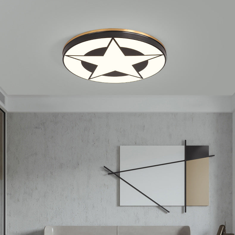 Modern Minimalist Round Concentric Circles Stars Full Copper Acrylic LED Flush Mount Ceiling Light For Bedroom