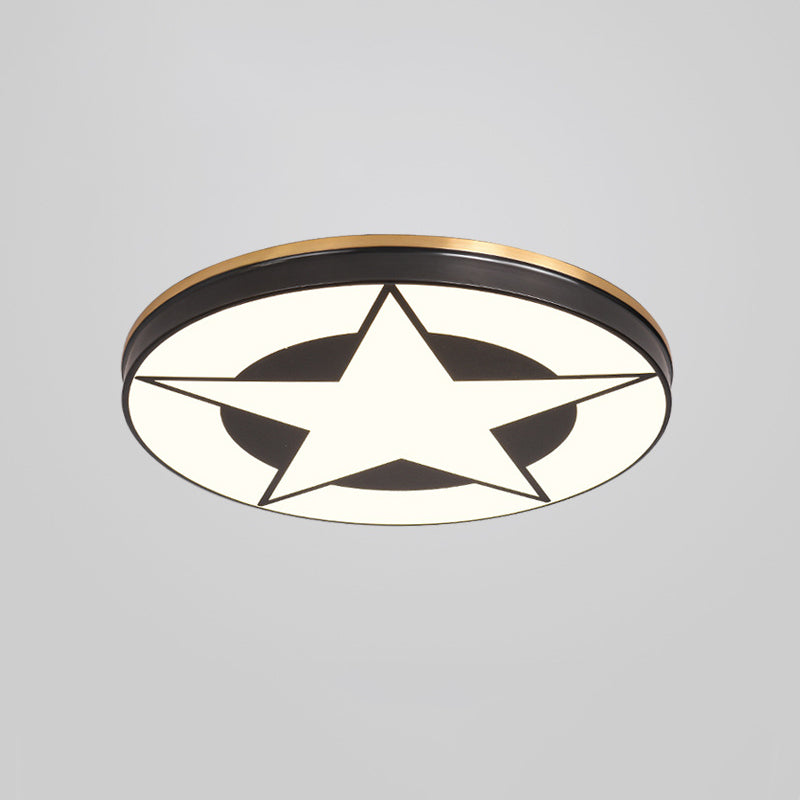 Modern Minimalist Round Concentric Circles Stars Full Copper Acrylic LED Flush Mount Ceiling Light For Bedroom