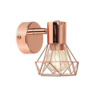 Modern Minimalist Cylinder Diamond Shape Iron Frame 1-Light Wall Sconce Lamp For Living Room