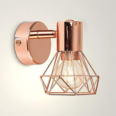 Modern Minimalist Cylinder Diamond Shape Iron Frame 1-Light Wall Sconce Lamp For Living Room