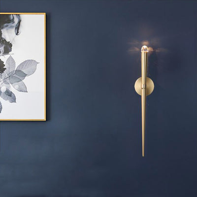 Modern Minimalist Cylinder Torch Shape Copper Crystal 1-Light Wall Sconce Lamp For Living Room