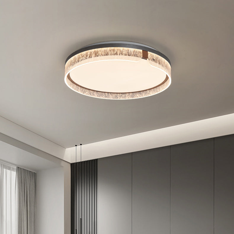 Modern Minimalist Round Iron Aluminum Acrylic LED Flush Mount Ceiling Light For Living Room