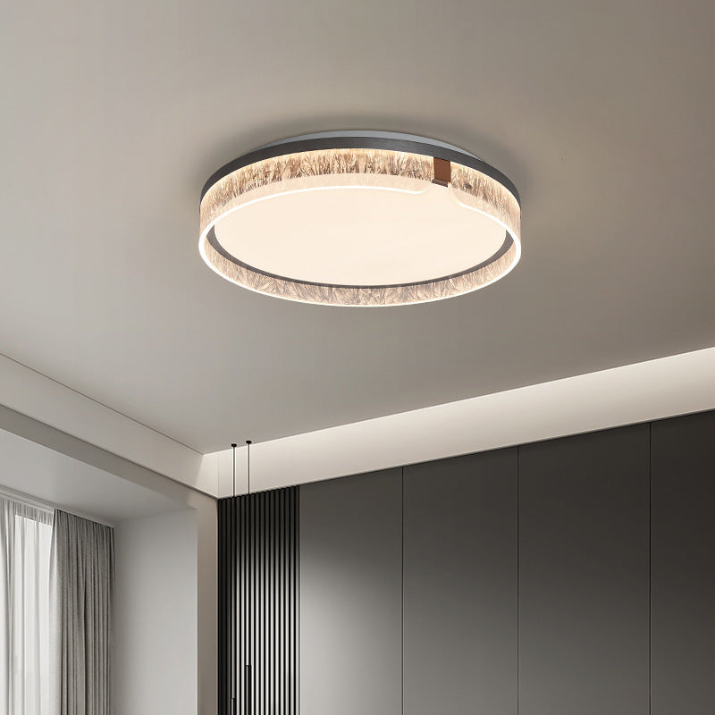 Modern Minimalist Round Iron Aluminum Acrylic LED Flush Mount Ceiling Light For Living Room