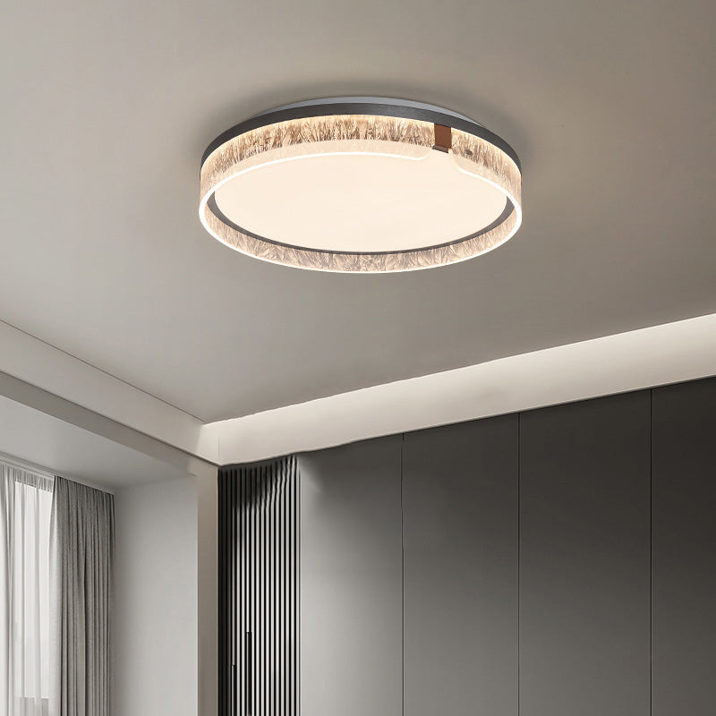 Modern Minimalist Round Iron Aluminum Acrylic LED Flush Mount Ceiling Light For Living Room