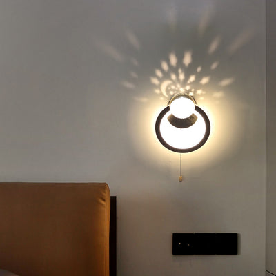 Contemporary Nordic Round Globe Iron Aluminum Acrylic LED Wall Sconce Lamp For Bedroom