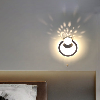 Contemporary Nordic Round Globe Iron Aluminum Acrylic LED Wall Sconce Lamp For Bedroom