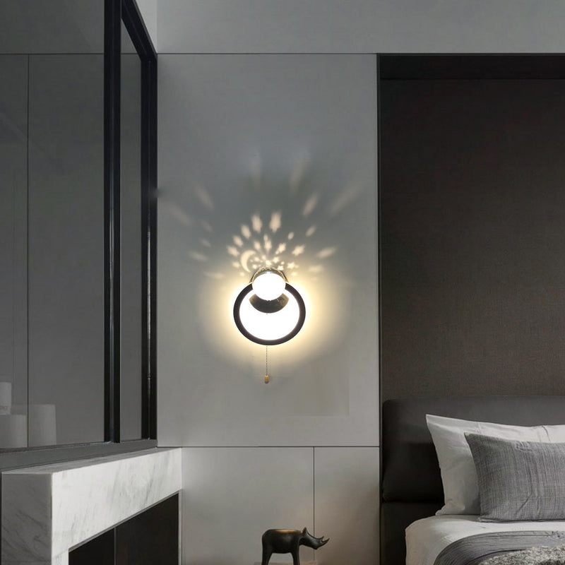 Contemporary Nordic Round Globe Iron Aluminum Acrylic LED Wall Sconce Lamp For Bedroom