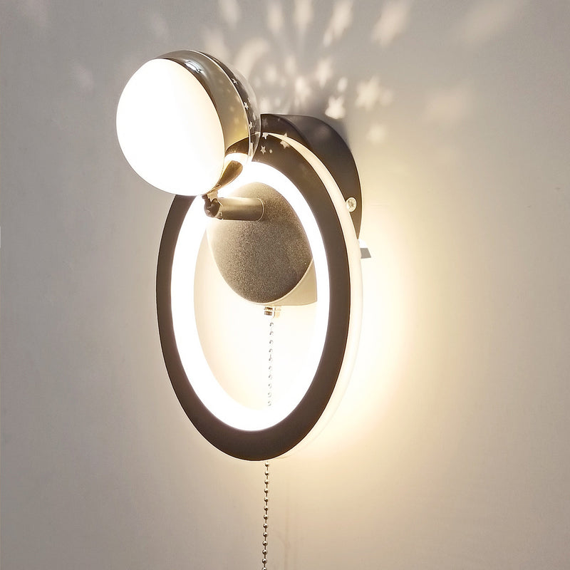 Contemporary Nordic Round Globe Iron Aluminum Acrylic LED Wall Sconce Lamp For Bedroom