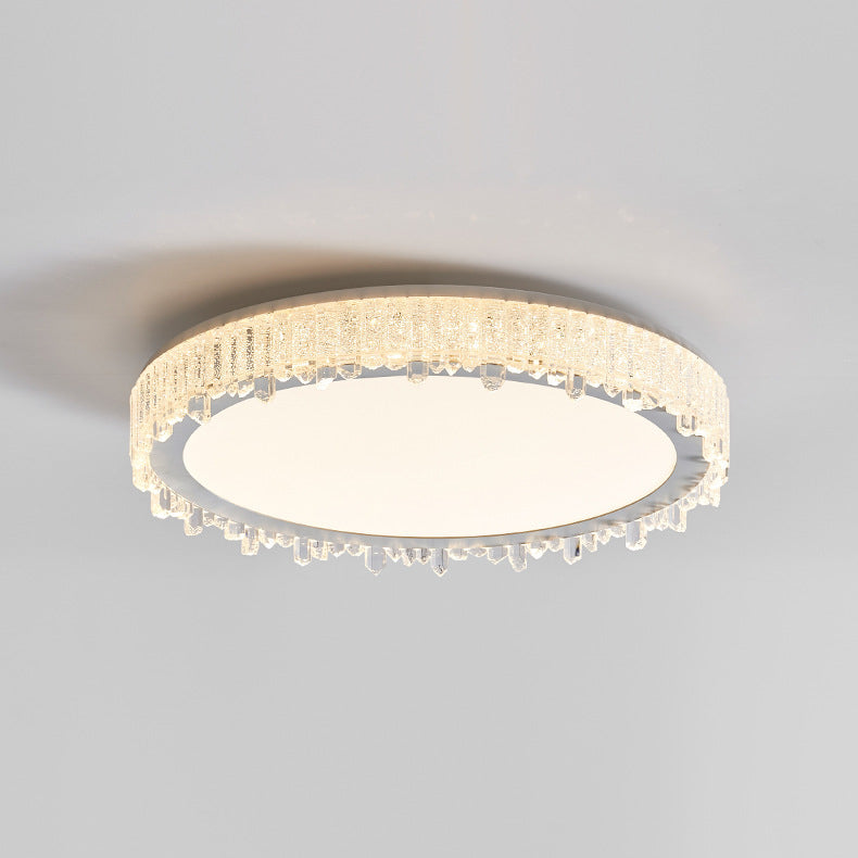 Modern Luxury Round Icicle Shape Iron Acrylic LED Flush Mount Ceiling Light For Bedroom