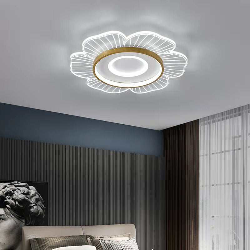 Contemporary Creative Flower Petal Iron Acrylic Silicone LED Flush Mount Ceiling Light For Living Room