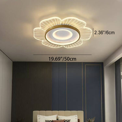 Contemporary Creative Flower Petal Iron Acrylic Silicone LED Flush Mount Ceiling Light For Living Room