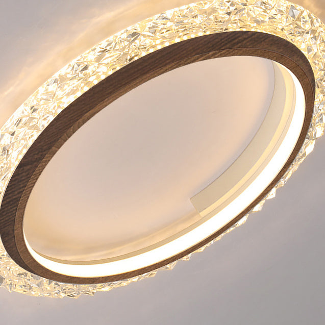 Modern Minimalist Round Diamond Shape Iron Aluminum Frame Acrylic Shade LED Flush Mount Ceiling Light For Bedroom