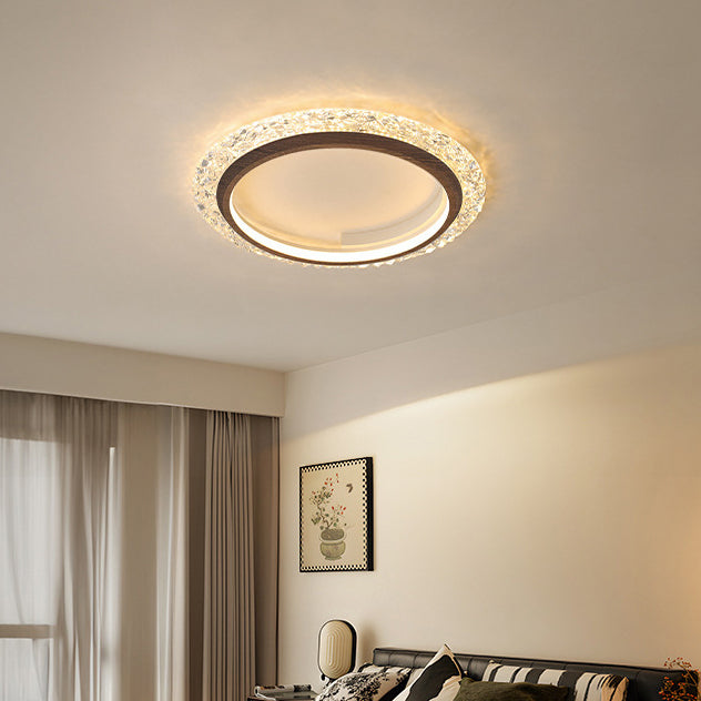 Modern Minimalist Round Diamond Shape Iron Aluminum Frame Acrylic Shade LED Flush Mount Ceiling Light For Bedroom