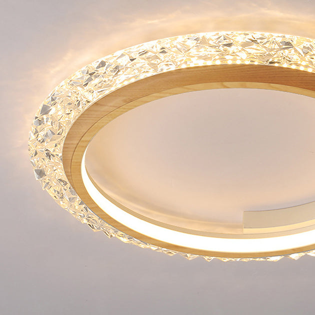 Modern Minimalist Round Diamond Shape Iron Aluminum Frame Acrylic Shade LED Flush Mount Ceiling Light For Bedroom