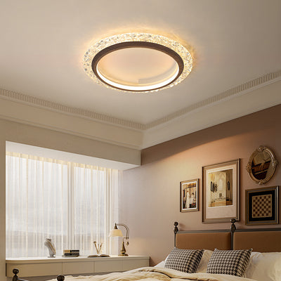 Modern Minimalist Round Diamond Shape Iron Aluminum Frame Acrylic Shade LED Flush Mount Ceiling Light For Bedroom