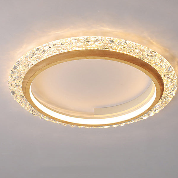 Modern Minimalist Round Diamond Shape Iron Aluminum Frame Acrylic Shade LED Flush Mount Ceiling Light For Bedroom