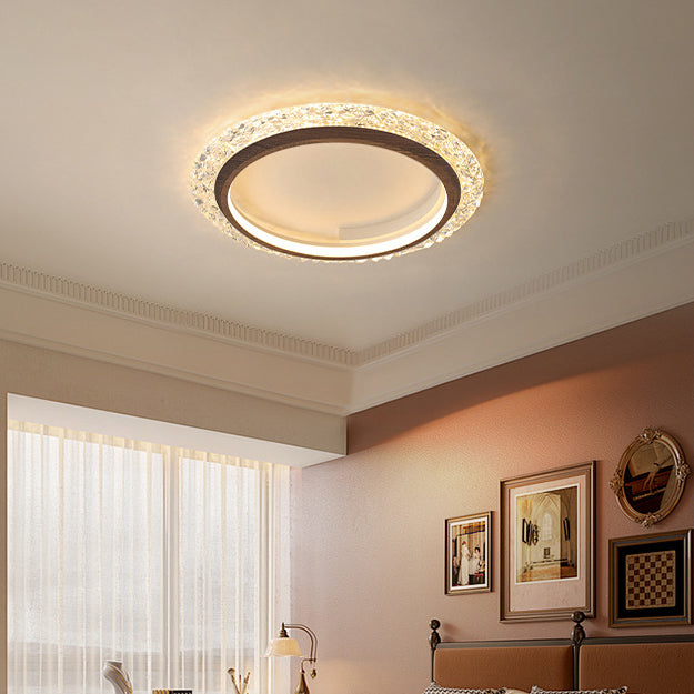 Modern Minimalist Round Diamond Shape Iron Aluminum Frame Acrylic Shade LED Flush Mount Ceiling Light For Bedroom