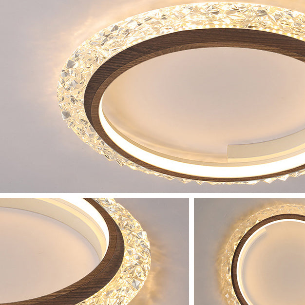 Modern Minimalist Round Diamond Shape Iron Aluminum Frame Acrylic Shade LED Flush Mount Ceiling Light For Bedroom