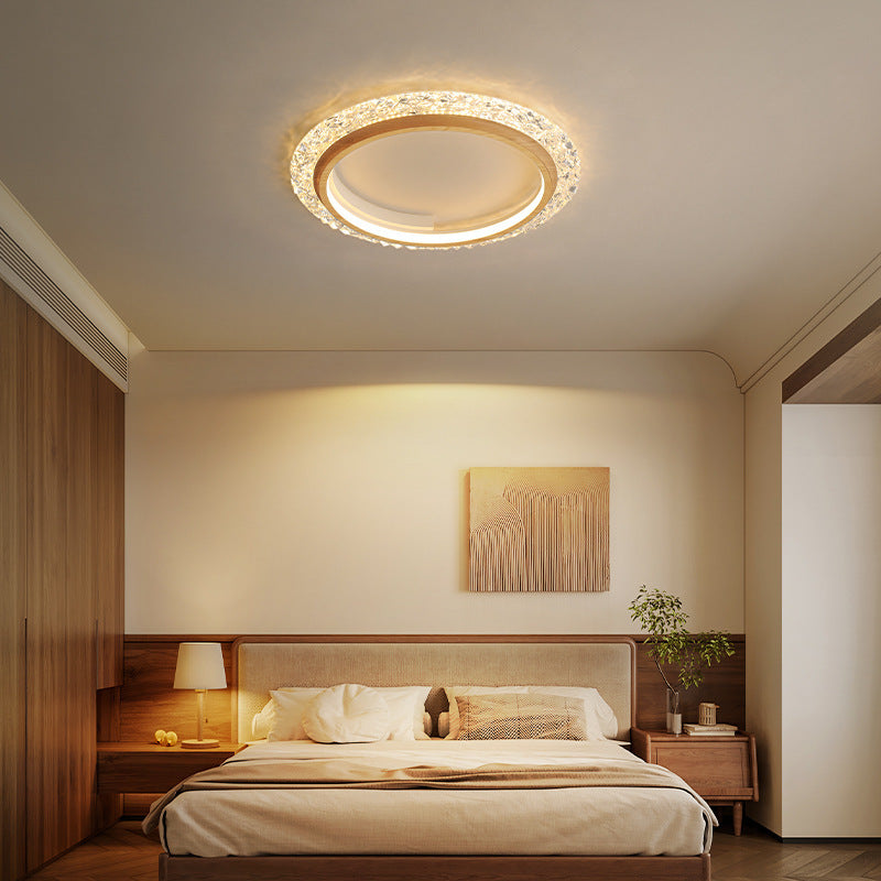 Modern Minimalist Round Diamond Shape Iron Aluminum Frame Acrylic Shade LED Flush Mount Ceiling Light For Bedroom