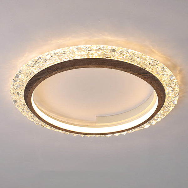 Modern Minimalist Round Diamond Shape Iron Aluminum Frame Acrylic Shade LED Flush Mount Ceiling Light For Bedroom