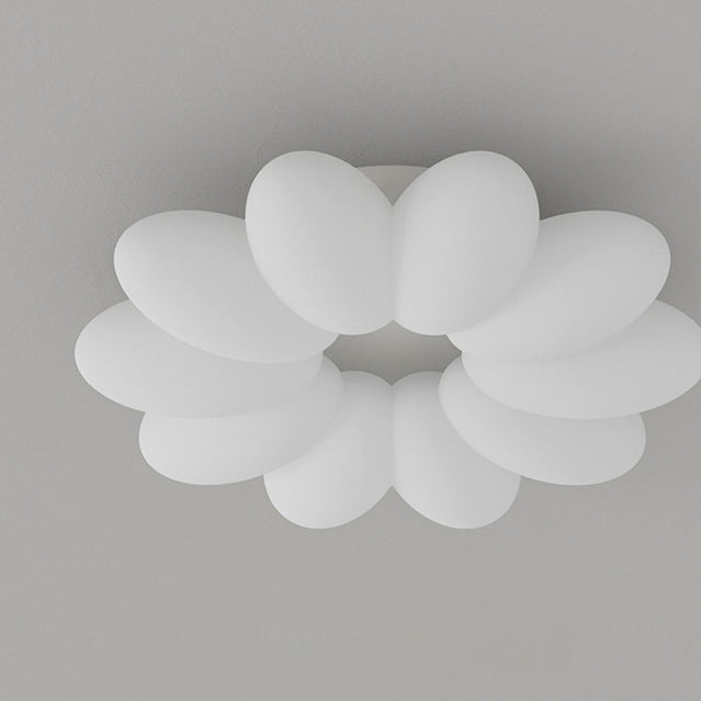 Contemporary Nordic Flower Hardware Frame Acrylic Shade LED Semi-Flush Mount Ceiling Light For Bedroom