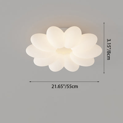 Contemporary Nordic Flower Hardware Frame Acrylic Shade LED Semi-Flush Mount Ceiling Light For Bedroom