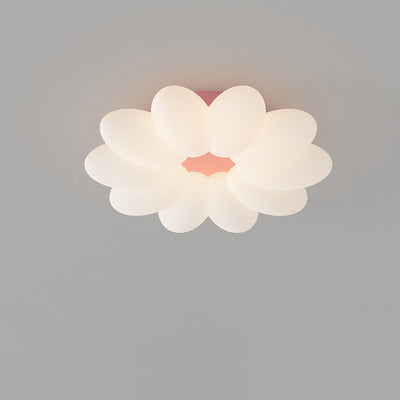 Contemporary Nordic Flower Hardware Frame Acrylic Shade LED Semi-Flush Mount Ceiling Light For Bedroom