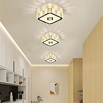 Modern Minimalist Cylinder Square Stainless Steel Acrylic 4-Light Flush Mount Ceiling Light For Living Room