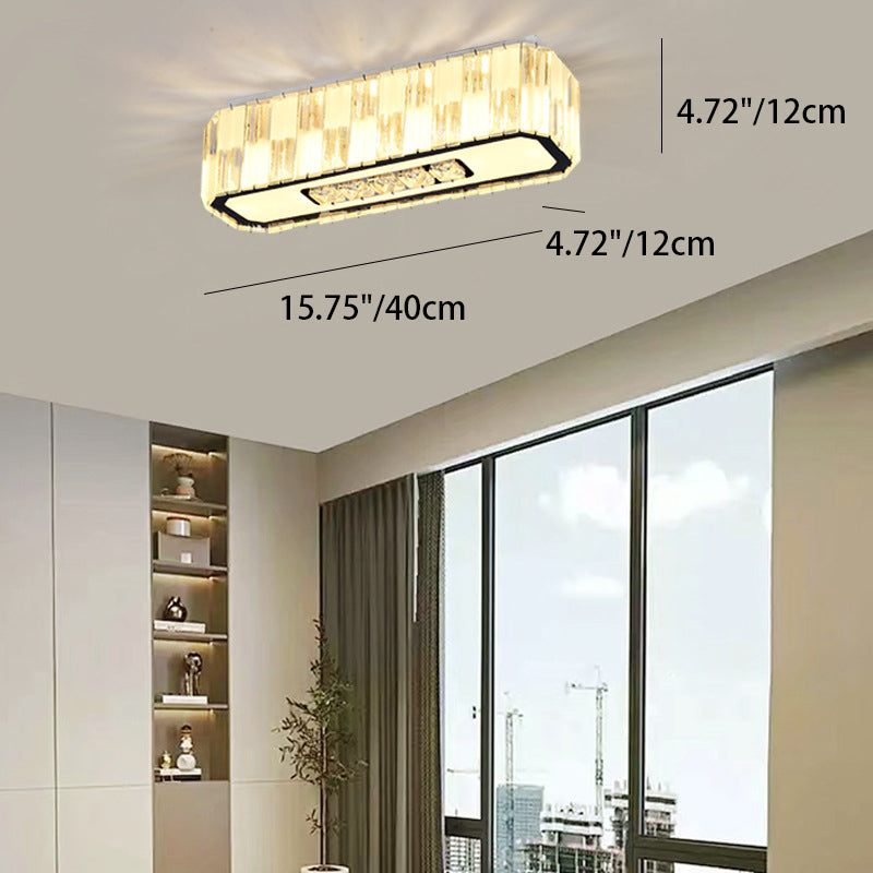 Modern Minimalist Rectangular Stainless Steel Acrylic 5/7 Light Flush Mount Ceiling Light For Living Room