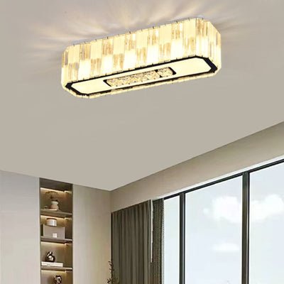 Modern Minimalist Rectangular Stainless Steel Acrylic 5/7 Light Flush Mount Ceiling Light For Living Room