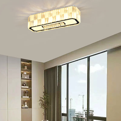 Modern Minimalist Rectangular Stainless Steel Acrylic 5/7 Light Flush Mount Ceiling Light For Living Room