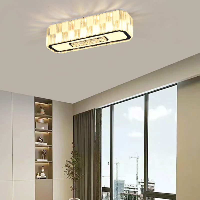 Modern Minimalist Rectangular Stainless Steel Acrylic 5/7 Light Flush Mount Ceiling Light For Living Room