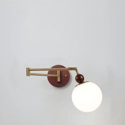 Modern Minimalist Swingable Globe Cylinder Dome Horn Shape Iron Solid Wood PE 1-Light Wall Sconce Lamp For Bedroom