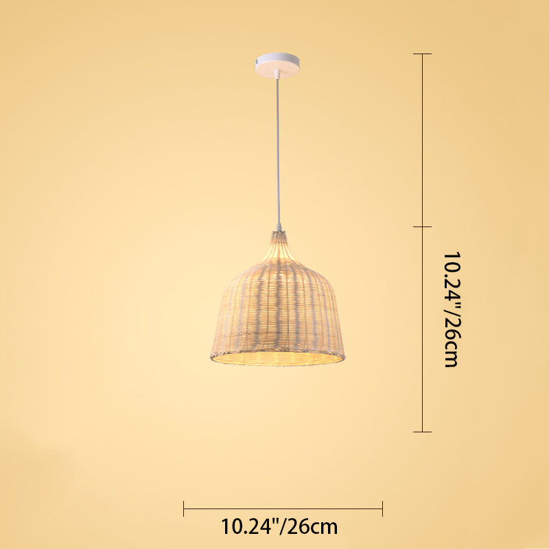 Traditional Chinese Wine Glass Shape Bamboo 1-Light Pendant Light For Living Room