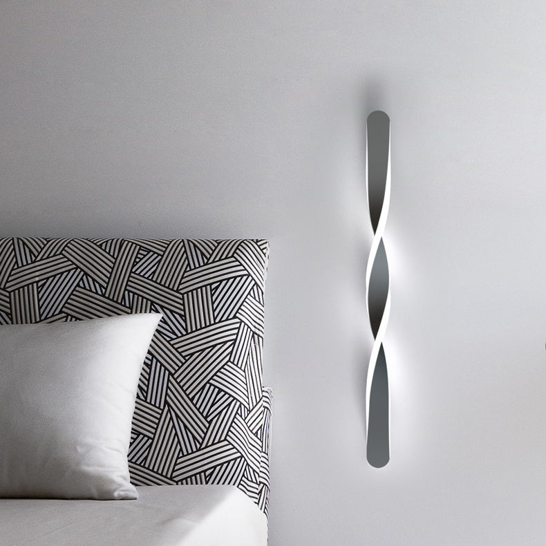 Modern Minimalist Spiral Twist Long Iron Aluminum LED Wall Sconce Lamp For Bedroom