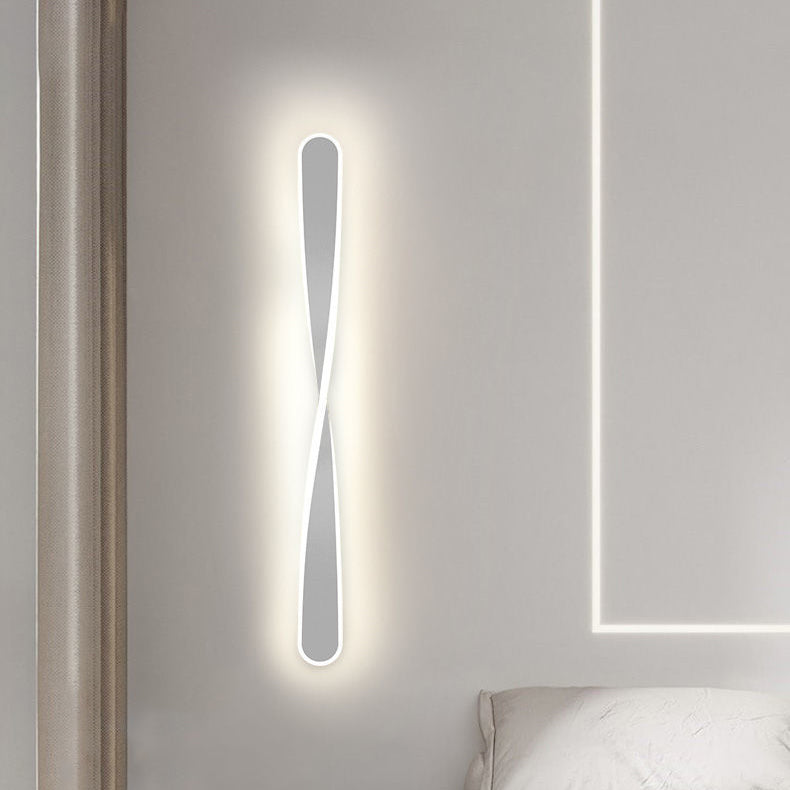 Modern Minimalist Spiral Twist Long Iron Aluminum LED Wall Sconce Lamp For Bedroom