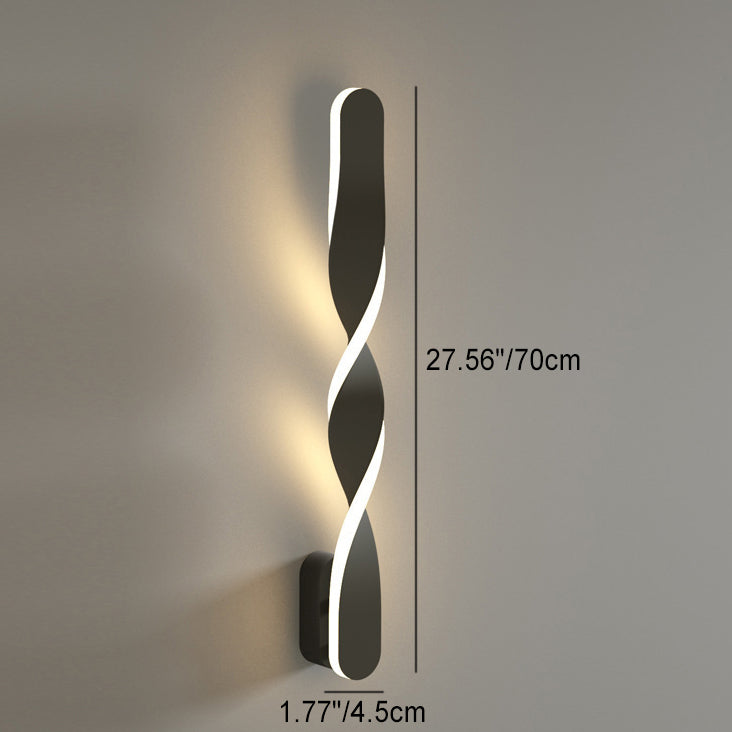 Modern Minimalist Spiral Twist Long Iron Aluminum LED Wall Sconce Lamp For Bedroom