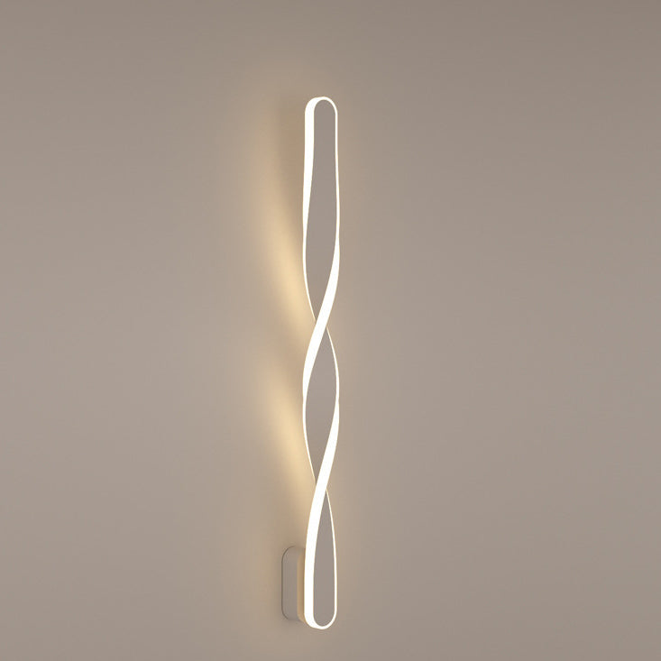 Modern Minimalist Spiral Twist Long Iron Aluminum LED Wall Sconce Lamp For Bedroom