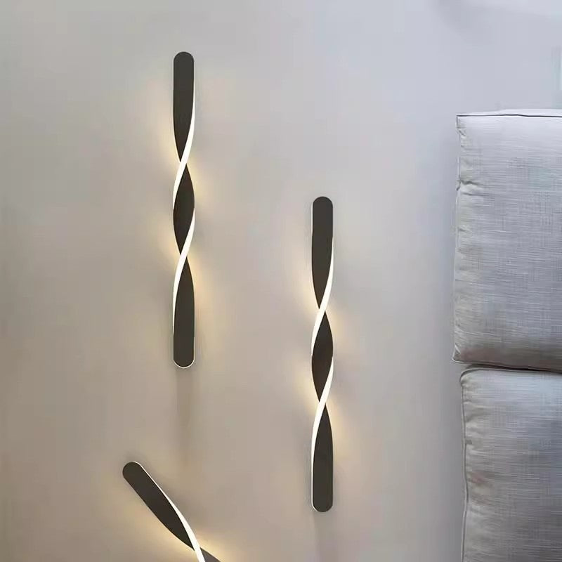 Modern Minimalist Spiral Twist Long Iron Aluminum LED Wall Sconce Lamp For Bedroom