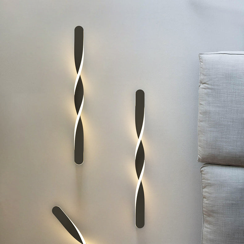 Modern Minimalist Spiral Twist Long Iron Aluminum LED Wall Sconce Lamp For Bedroom