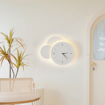 Modern Minimalist Square Round Star Clock Iron LED Wall Sconce Lamp For Living Room