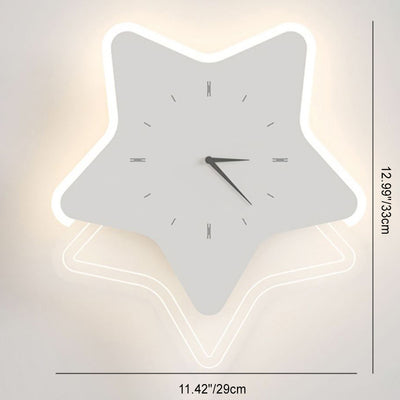 Modern Minimalist Square Round Star Clock Iron LED Wall Sconce Lamp For Living Room