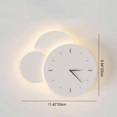 Modern Minimalist Square Round Star Clock Iron LED Wall Sconce Lamp For Living Room