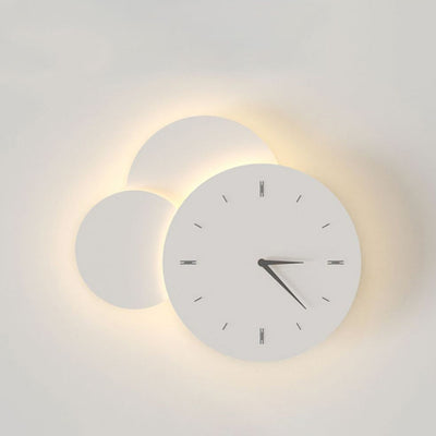 Modern Minimalist Square Round Star Clock Iron LED Wall Sconce Lamp For Living Room