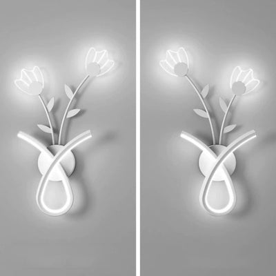 Modern Minimalist Line Flower Iron Frame Acrylic LED Wall Sconce Lamp For Bedroom