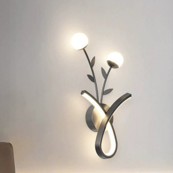 Modern Minimalist Line Flower Iron Frame Acrylic LED Wall Sconce Lamp For Bedroom