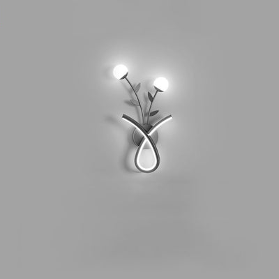 Modern Minimalist Line Flower Iron Frame Acrylic LED Wall Sconce Lamp For Bedroom