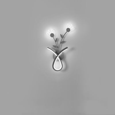 Modern Minimalist Line Flower Iron Frame Acrylic LED Wall Sconce Lamp For Bedroom