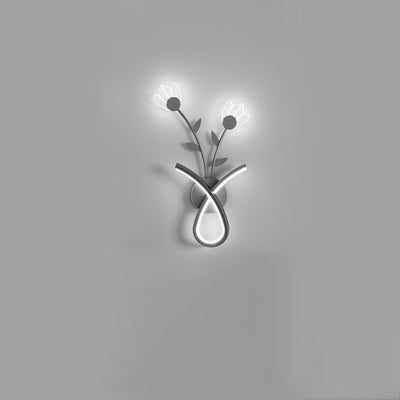 Modern Minimalist Line Flower Iron Frame Acrylic LED Wall Sconce Lamp For Bedroom